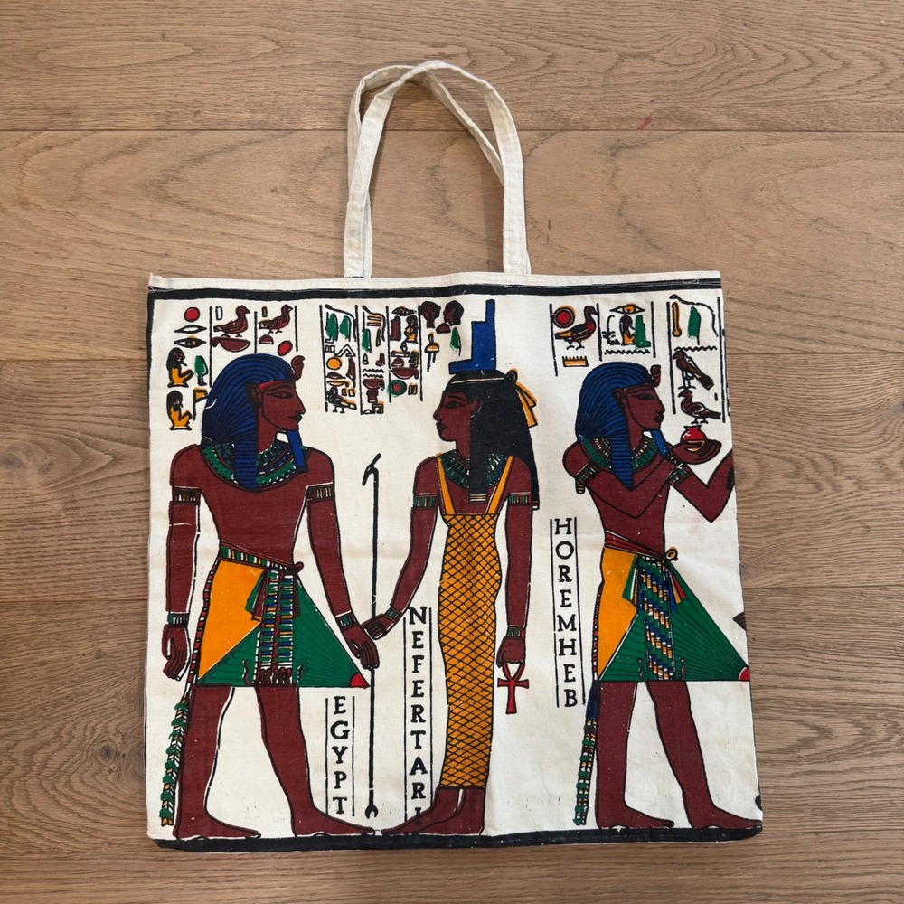 Egyptian Art Canvas Tote Bag Nefertari Horus Ramses‎ Egypt Souvenir - Picture 2 of 5